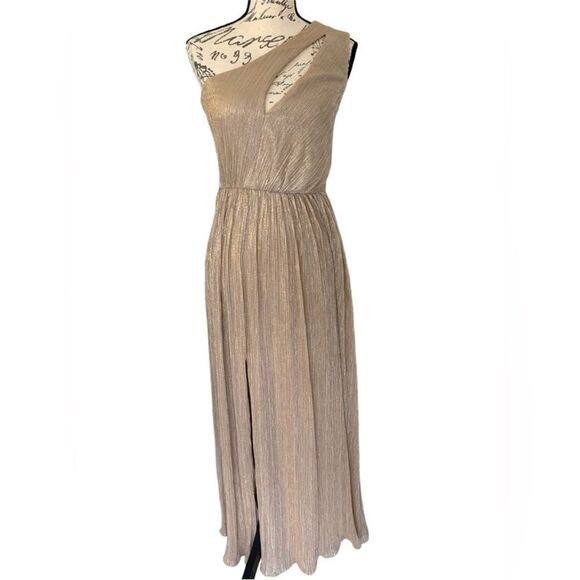 Dress The Population NWT Kienna Shimmer Gown in Pale Gold Small - Picture 6 of 9